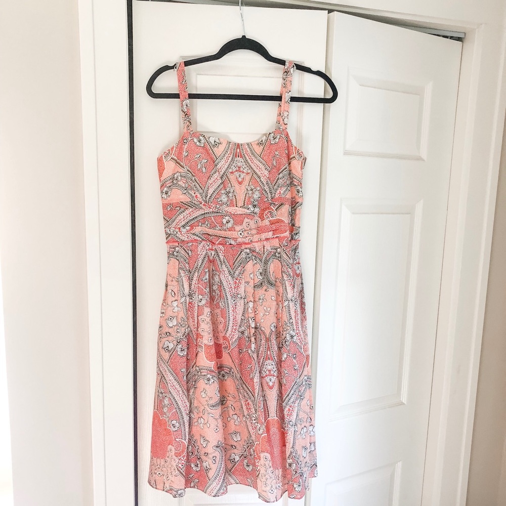 Ann Taylor Coral Paisley Midi Dress